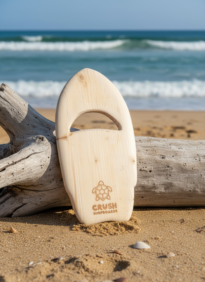 Crush Surfboards handplane with smaller logo